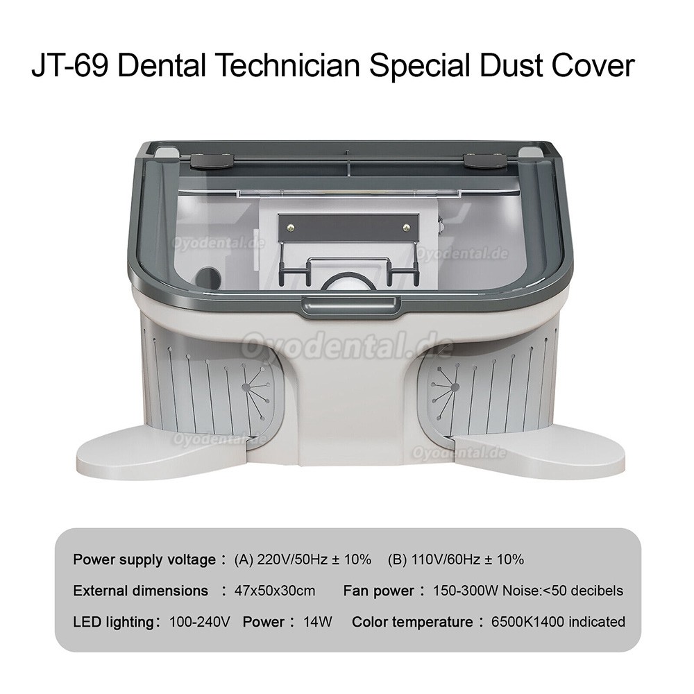JT-69 Dental-Staubbox Sandstrahl-Staubschutz-Kollektor integrierter Staubsauger mit LED-Licht