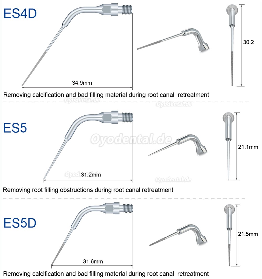 5 Stück Ultraschallspitzen für Implantate ES3D ES4D ES5D ES10D ES14 ES14D ES15 ES15D Kompatibel mit Sirona Ultraschall H