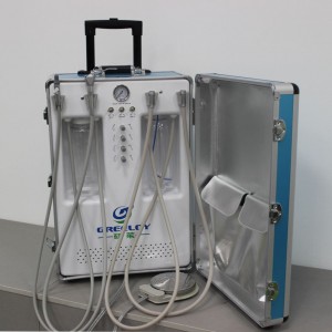 Greeloy GU-P204S Tragbare Dental Einheit + Kompressor + Saug + Triplex Spritze + HP Tube