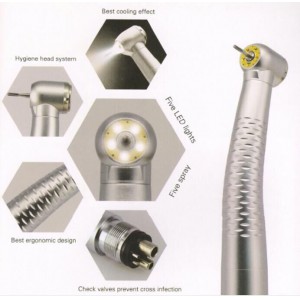 Dental E-Generator 5 LED Selbstenergie E-Generator Hochgeschwindigkeit-Handstück Druckknopf