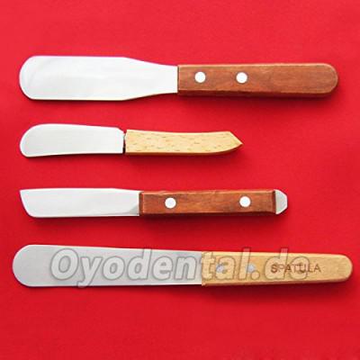 4pcs Dentallabor Metall Klinge Hölzernes Handgrif Werkzeugef Spatel