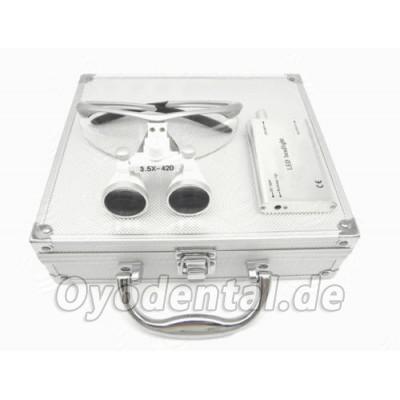 Dental Surgical 3.5X420mm Binokularlupen + LED Scheinwerfer + Aluminium Box Silber Dental Surgical 3.5X420mm Binokularlupen + LED Scheinwerfer + Aluminium Box Silber