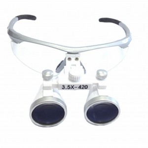 3,5 x 420 mm Zahnarzt Lupenbrille Silber Optisches Glas