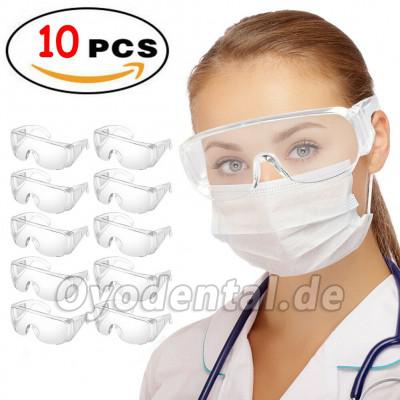 10 Stück klare Schutzbrille Brille Antibeschlaglinse Work Lab Schutzchemikalie