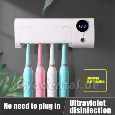 UV LED Wiederaufladbare 4 Lampen Zahnbürste Desinfektionsmittelhalter Timing Sterilisator USB