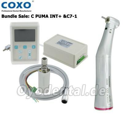 YUSENDENT COXO C PUMA INT Dental Eingebauter Elektrischer LED-Mikromotor + 1:5 Glasfaser Rotes Winkelstück