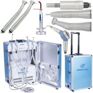 Greeloy® GU-P204 Mobile Dentaleinheit + Handstück Satz + Polymerisationslampe + Multifunktionsspritze Dental