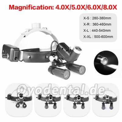 4.0X/5.0X/6.0X/8.0X-R Dentale medizinische chirurgische Lupe + Stirnband 5W LED-Scheinwerfer
