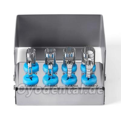 8-teiliges Dental Implantat Trephine-Bohrer-Set Kurztyp Chirurgisches Instrumentenkit
