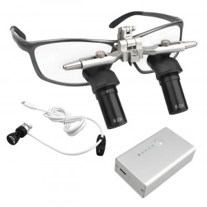 4.0X / 5.0X / 6.0X Flip-Up Ergo Lupenbrille 350–450 mm 48°Dental mit 5W LED Stirnlampe