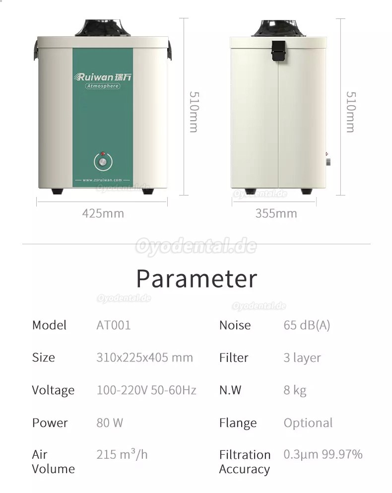 Ruiwan AT001 80 W tragbarer Mini-Dampfabsauger für die Laserherstellung von Schmucklöten im Labor