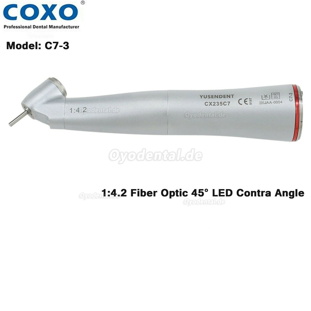 YUSENDENT COXO Dental Elektrischer LED-Mikromotor + Glasfaser 45 °Rotes Winkelstück 1: 4.2