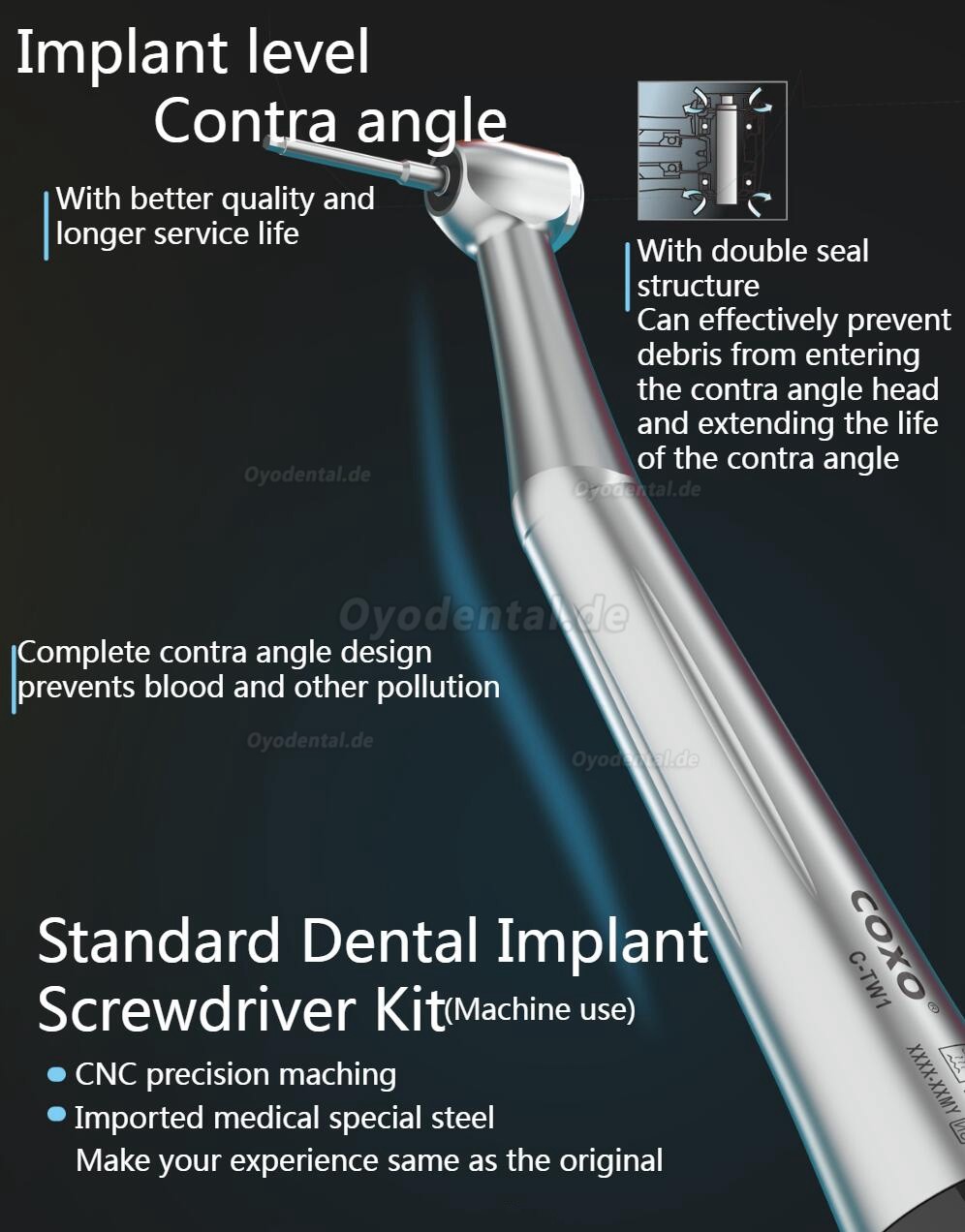 YUSENDNET COXO C-TW1 Drehmomentschlüssel-Kit für Dental-Universalimplantate mit 16 Schraubendrehern