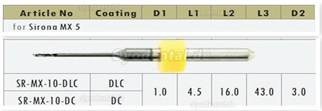 1PCS Dental Cad Cam Zirkonia Fräser Fit Sirona MX5 0,5mm/1mm/2,5mm KEINE Beschichtet