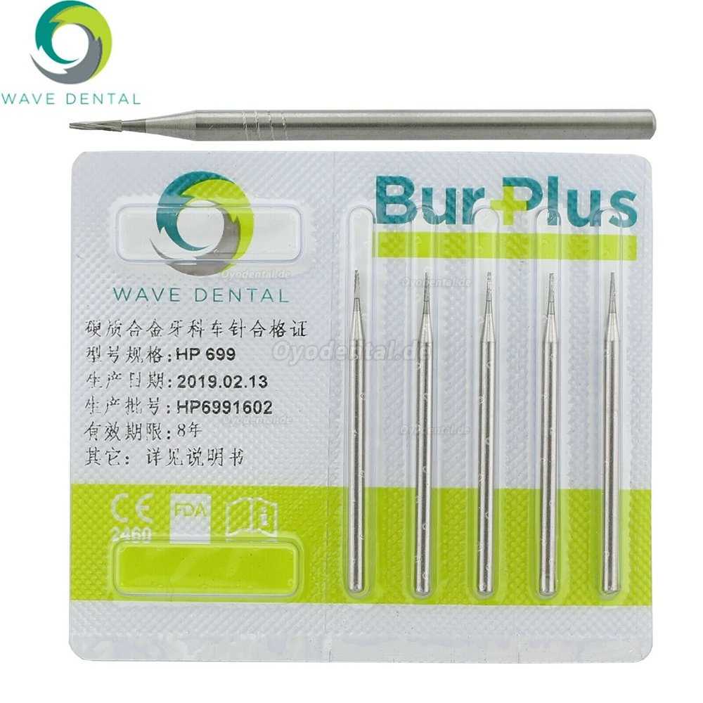 5 Packungen Wave Dental Carbide Burs für gerades Handstück mit niedriger Geschwindigkeit HP 698 699 701 703 704 Prima