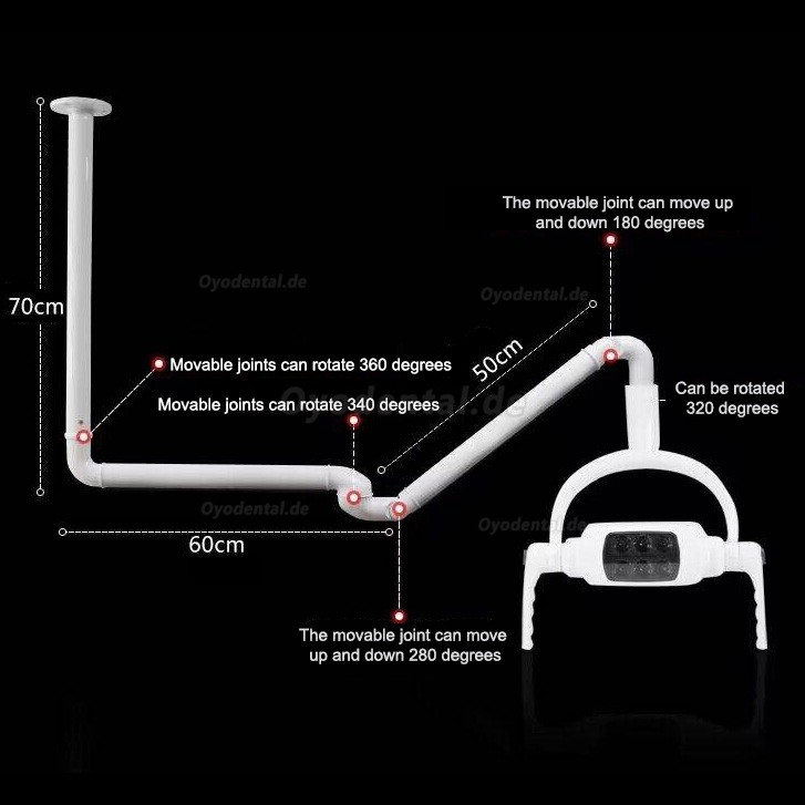 Deckenmontierte Dentalleuchte Orale LED-OP-Lampe Untersuchung Schattenlose 6-LED mit Arm