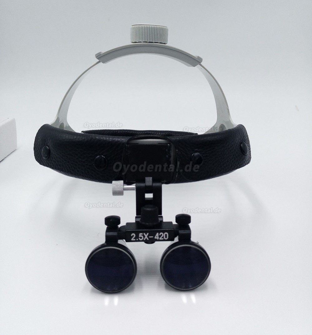 Dental Surgical Lupenbrille 2.5X420mm Leder-Stirnband-Lupe mit LED-Scheinwerfer DY-107 Dental Surgical Lupenbrille 2.5X420mm Leder-Stirnband-Lupe mit LED-Scheinwerfer DY-107