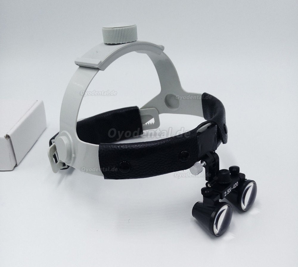 Dental Surgical Lupenbrille 2.5X420mm Leder-Stirnband-Lupe mit LED-Scheinwerfer DY-107 Dental Surgical Lupenbrille 2.5X420mm Leder-Stirnband-Lupe mit LED-Scheinwerfer DY-107