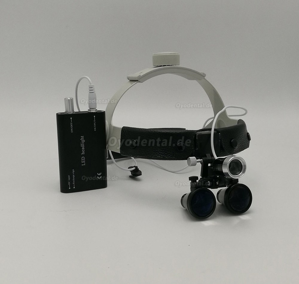 Dental Surgical Binocular 3.5X420mm Leder Stirnband Lupe + LED Scheinwerfer DY-108 Dental Surgical Binocular 3.5X420mm Leder Stirnband Lupe + LED Scheinwerfer DY-108