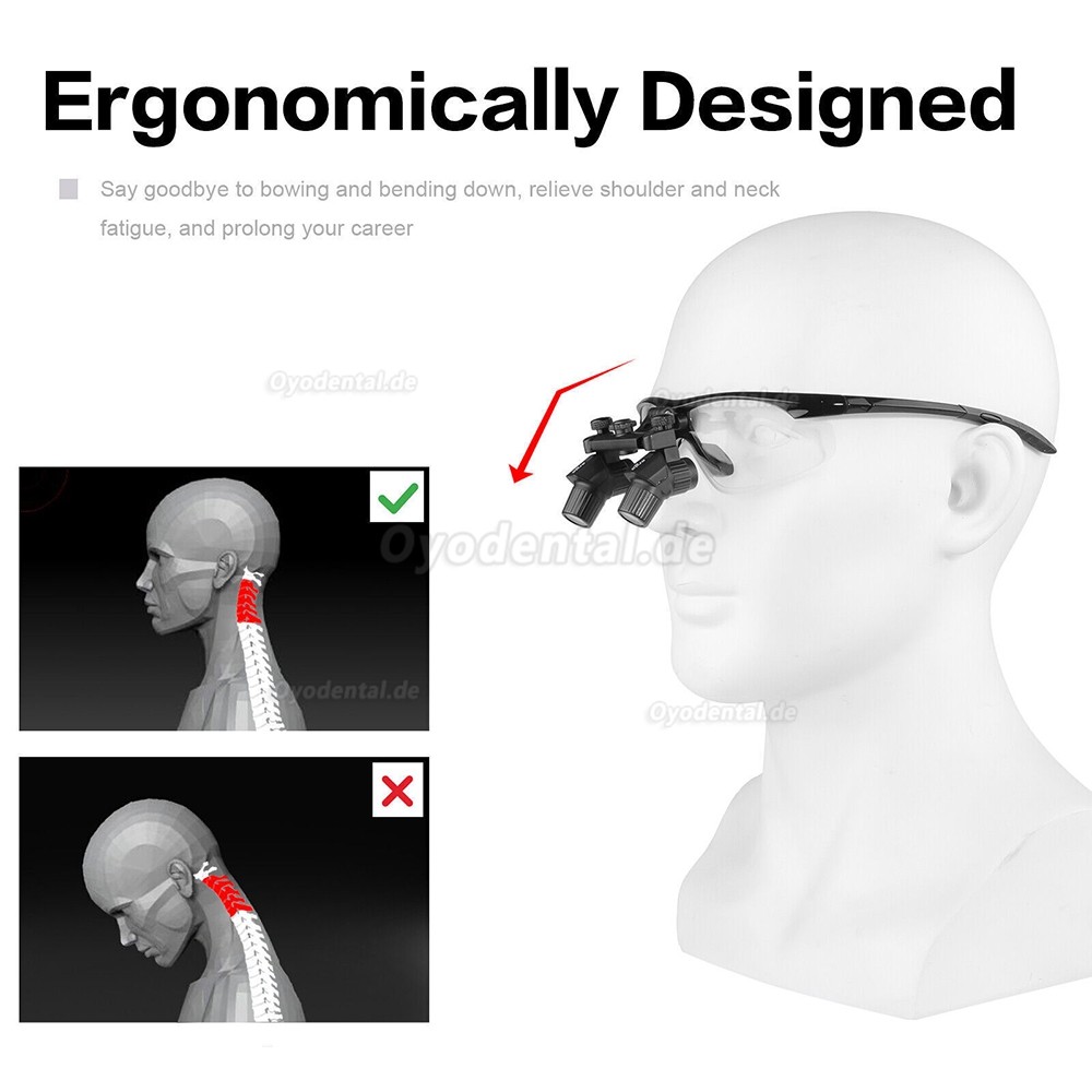 4.0X 450mm Ergonomische medizinische zahnärztliche binokularlupe lupe ergo vergrößerungsbrille