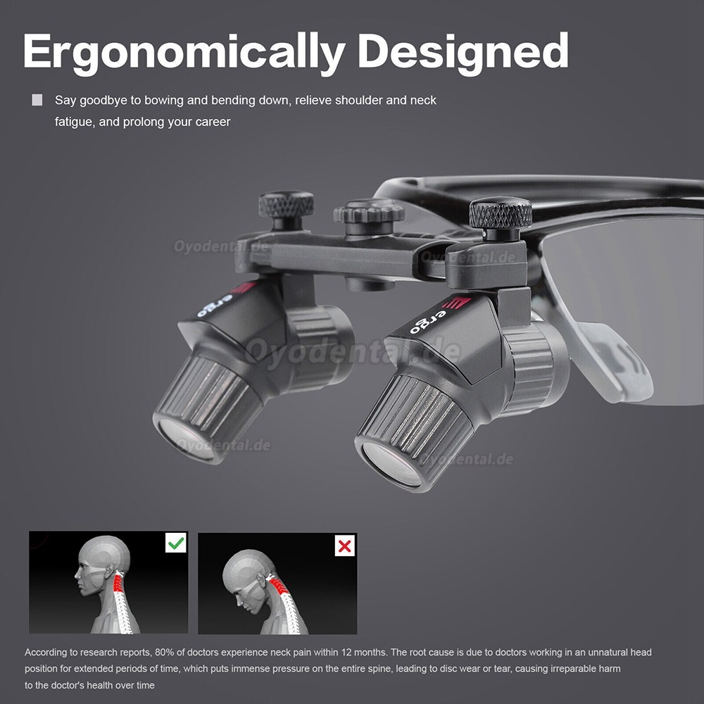 4.0X 450mm Ergonomische medizinische zahnärztliche binokularlupe lupe ergo vergrößerungsbrille