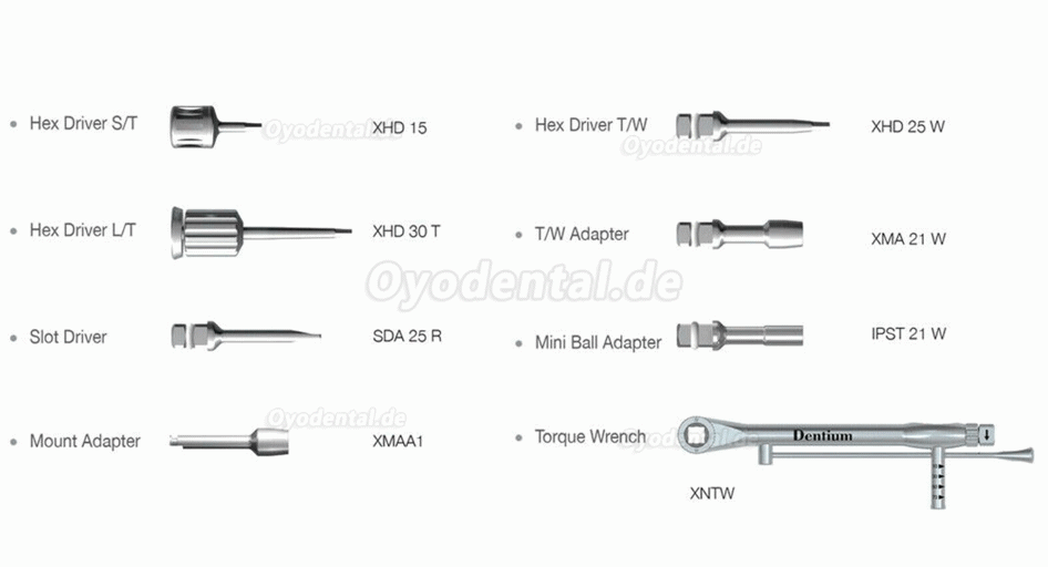 Dentium XIP Handtreiber-Werkzeugsatz für die Restaurierung von Zahnprothesen mit Drehmomentschlüssel-Treibern