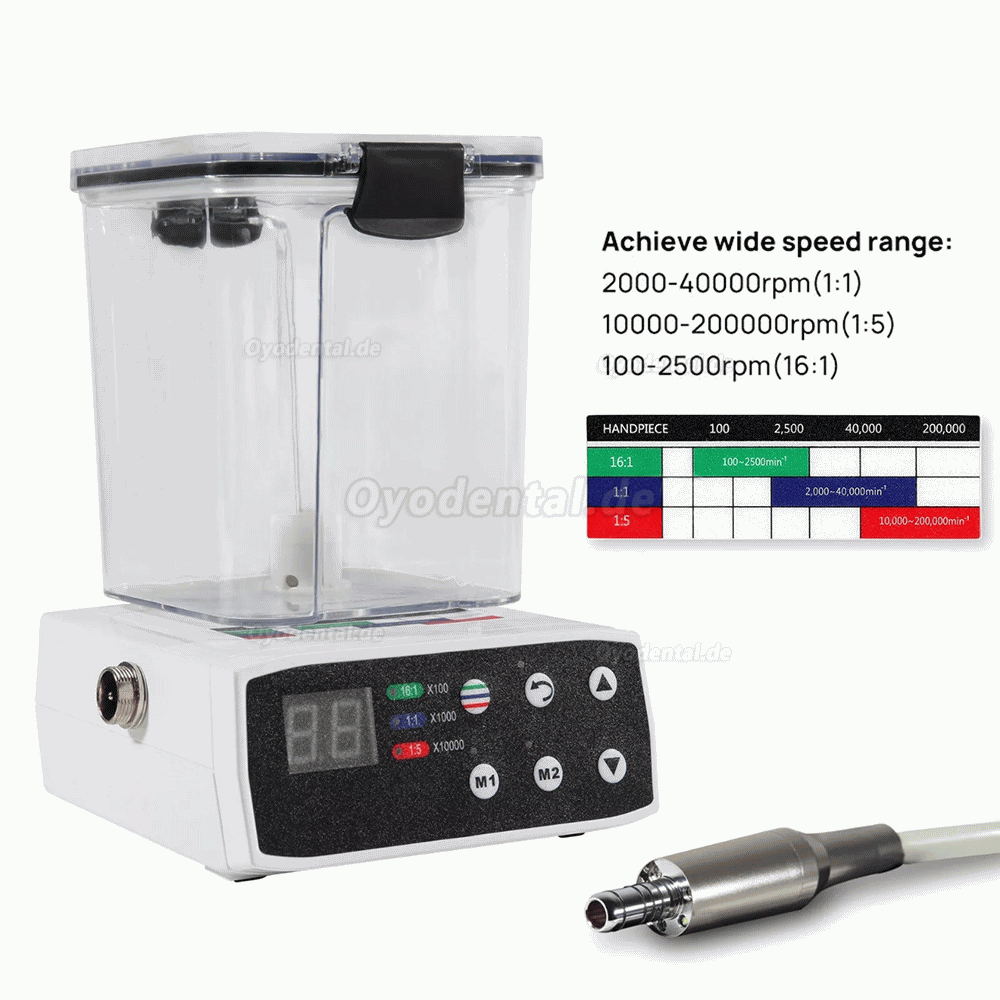 Bürstenloser Elektrischer Dentalmotor kompatibel mit 1:5 / 1:1 / 16:1 Winkelstück mit Wasserversorgung aus Flasche
