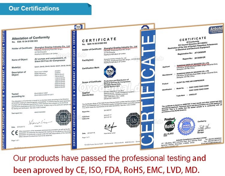 Greeloy® 800W GA-81XY Dentalkompressoren leise leistungsstark Ölfrei verdichtende mit kabinett und trockner