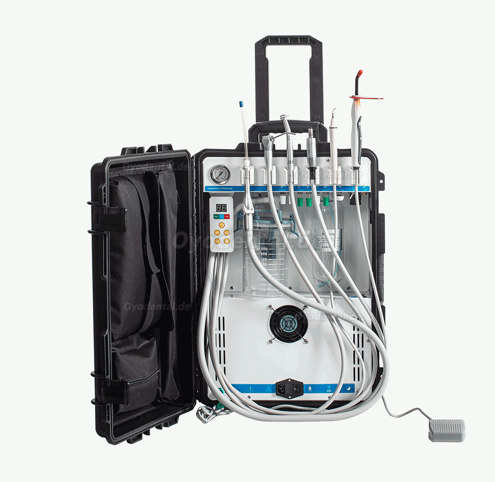 Greeloy® GU-P208 Tragbare Dentaleinheit + Elektrischer Dentalmotor + Polymerisationslampe + Scaler-Handstück 2/4 Löcher