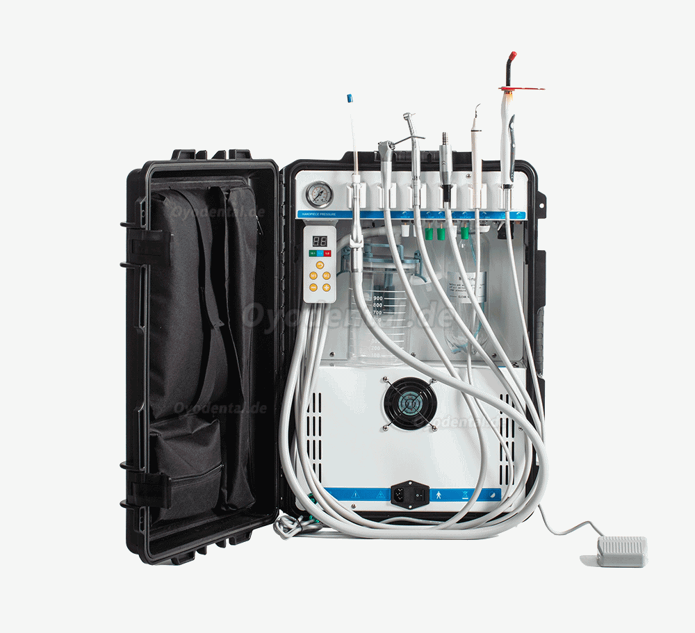 Greeloy® GU-P208 Tragbare Dentaleinheit + Elektrischer Dentalmotor + Polymerisationslampe + Scaler-Handstück 2/4 Löcher