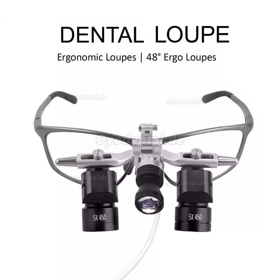 4.0X / 5.0X / 6.0X Flip-Up Ergo Lupenbrille 350&ndash;450 mm 48&deg;Dental mit 5W LED Stirnlampe