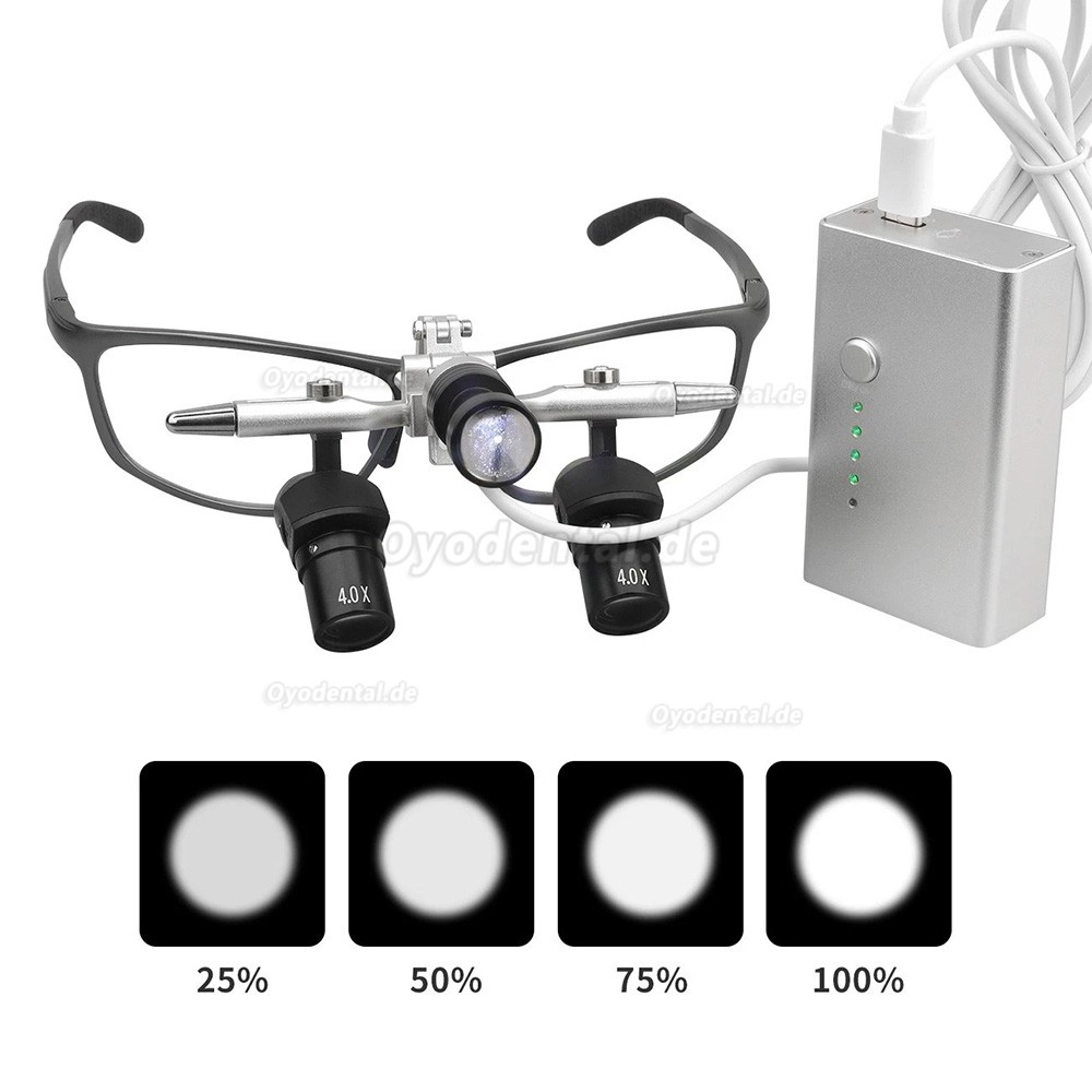 4.0X / 5.0X / 6.0X Flip-Up Ergo Lupenbrille 350&ndash;450 mm 48&deg;Dental mit 5W LED Stirnlampe