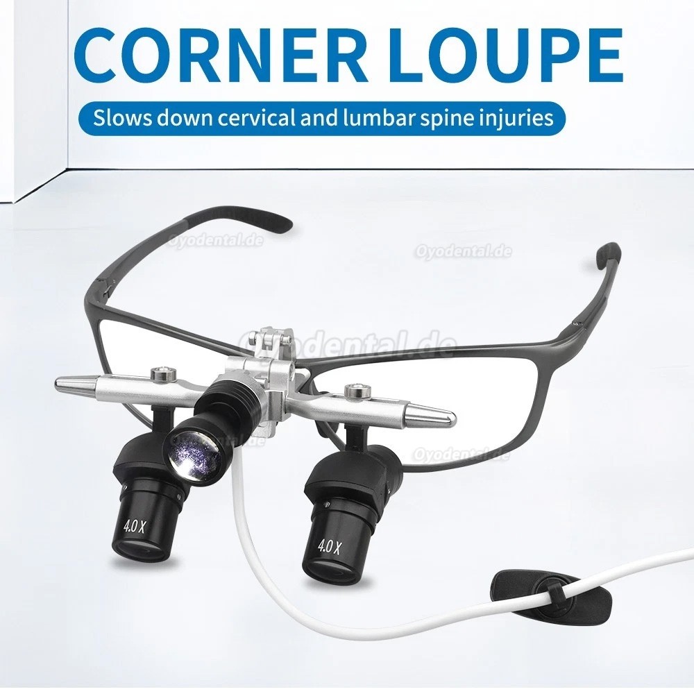 4.0X / 5.0X / 6.0X Flip-Up Ergo Lupenbrille 350&ndash;450 mm 48&deg;Dental mit 5W LED Stirnlampe