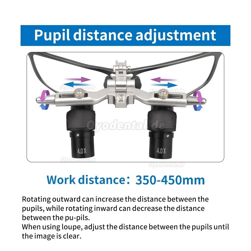 4.0X / 5.0X / 6.0X Flip-Up Ergo Lupenbrille 350&ndash;450 mm 48&deg;Dental mit 5W LED Stirnlampe