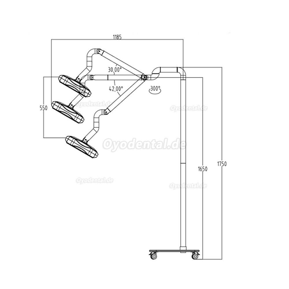 Micare JD1700L Mobiler LED-Zahnchirurgielampe Schattenloses Licht Operation Untersuchungslampe