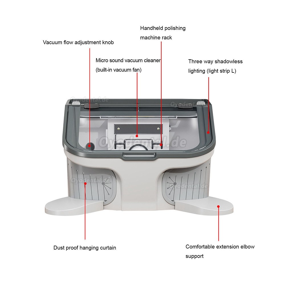 JT-69 Dental-Staubbox Sandstrahl-Staubschutz-Kollektor integrierter Staubsauger mit LED-Licht