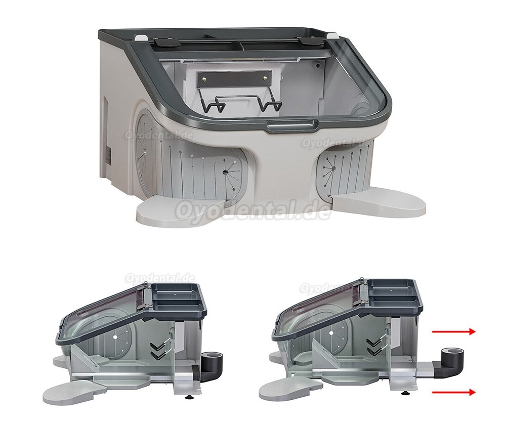 JT-69B 14W Dentallabor LED Sandstrahler Vakuum Staubsammler Proof Box & LED Licht