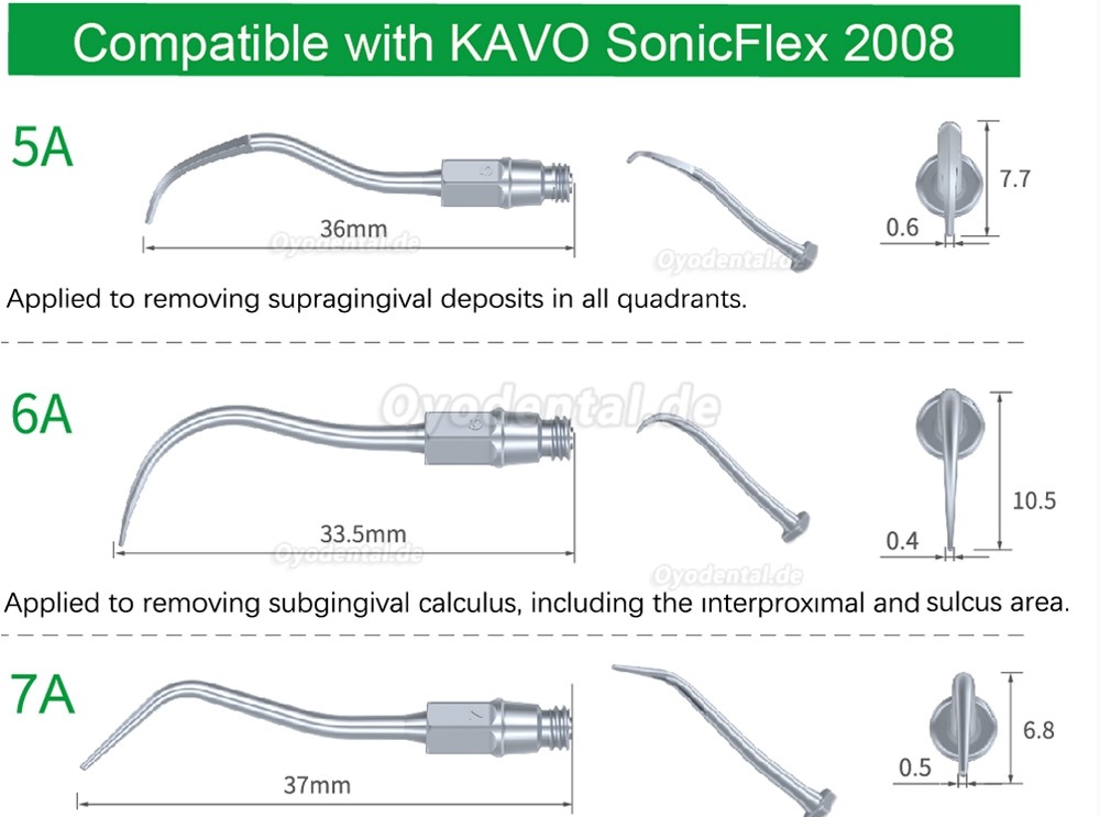 10 Stück Luftscaler Spitze 5A 6A 7A Kompatibel mit Kavo SONICflex