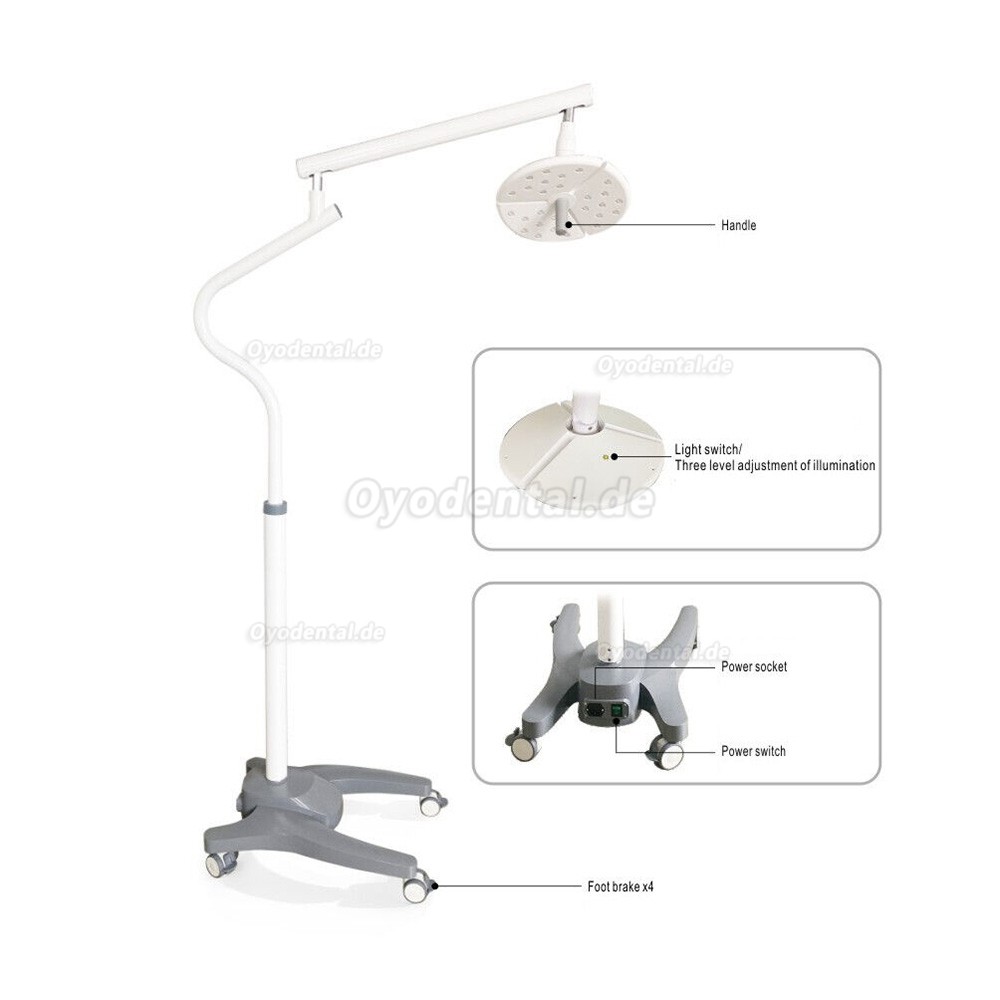 KWS KD-2018L-1 Mobiles zahnmedizinisches LED-Licht Schattenloses Untersuchungs-Chirurgielicht Touch-Schalter