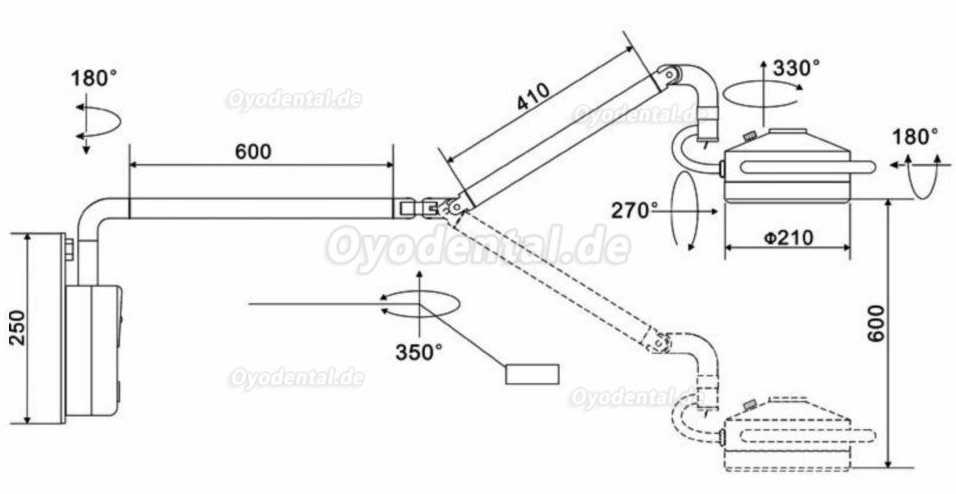 KWS® 36W Wandmontage Dental Chirurgische Beleuchtung Schattenlos KD-202D-3B