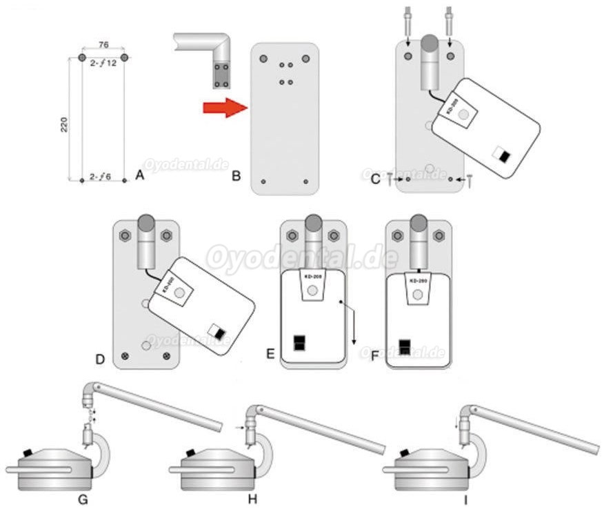 KWS® 36W Wandmontage Dental Chirurgische Beleuchtung Schattenlos KD-202D-3B