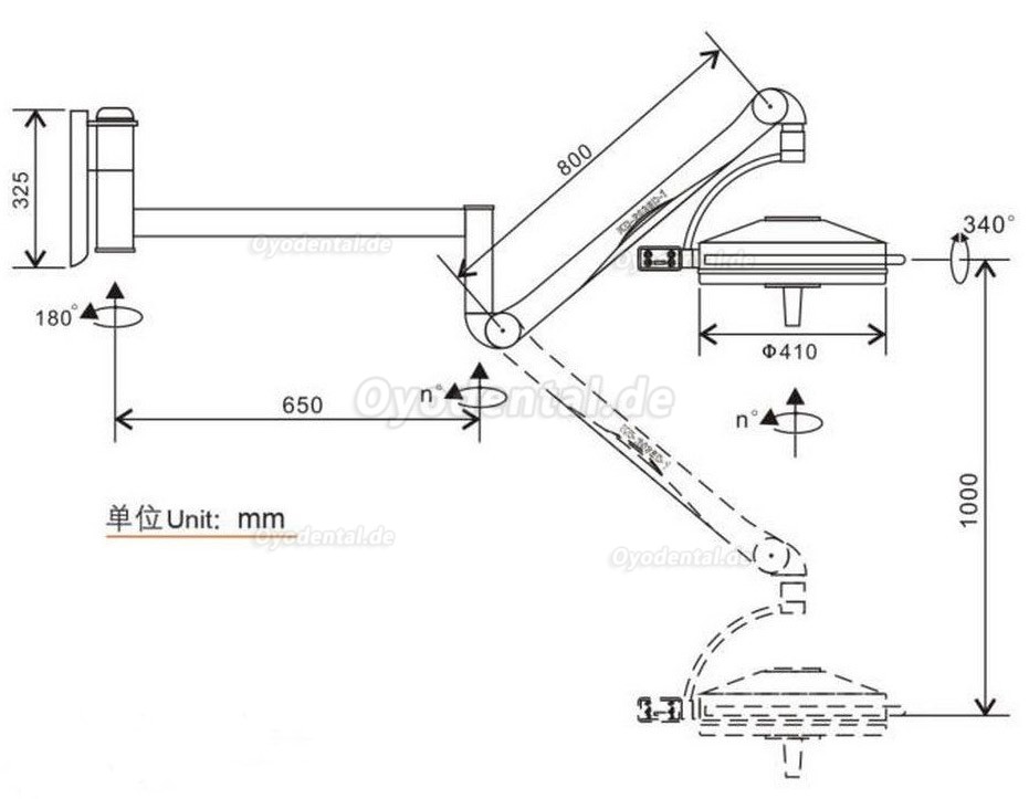 KWS KD-2036D-1 108W Wandmontierte Schattenlose Lampe für Chirurgische Medizinische Untersuchungen