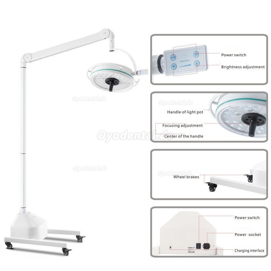 KWS KD-2036D-3 108W LED Portable Shadowless Lamp Surgical Medical Exam Light