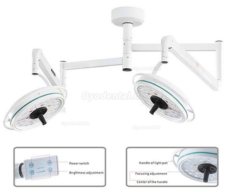 KWS KD-2072B-2 216W Two Headed Ceiling LED Surgical Exam Light Shadowless Lamp KWS KD-2072B-2 216W Two Headed Ceiling LED Surgical Exam Light Shadowless Lamp