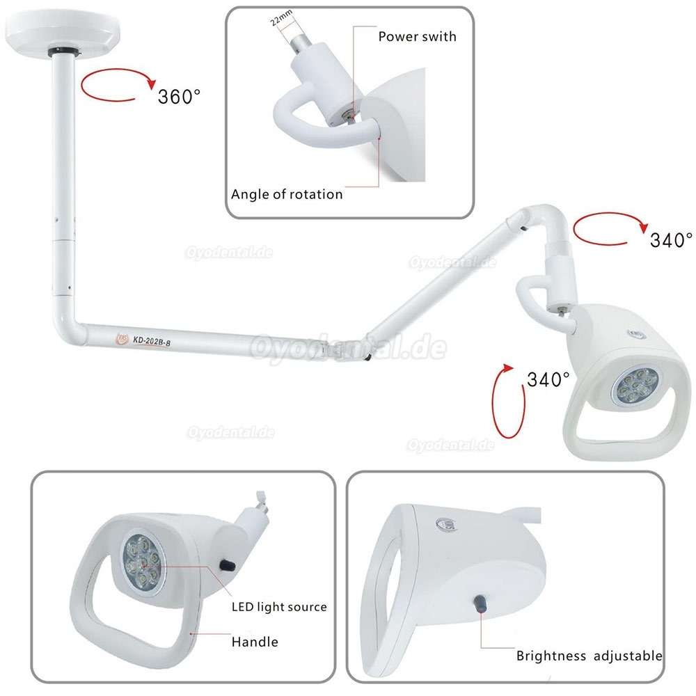 KD-2021W-2 21W Ceiling-Mounted Dental LED Intensive Care Lights Hanging Tower Inspection Lights Gynecological Surgery In