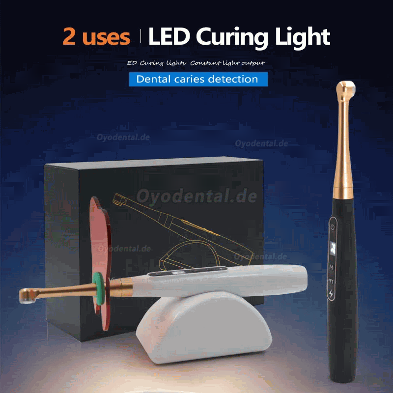 Dentale Wireless 1 Sekunde LED-Polymerisationslampe mit Karieserkennung 6 Modi 1800 MW/CM2