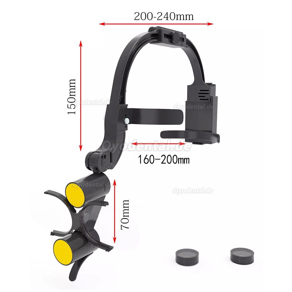 2.5X/3.5X Zahnärztliche Binokularlupen mit Kopfband und 5W LED-Scheinwerfer