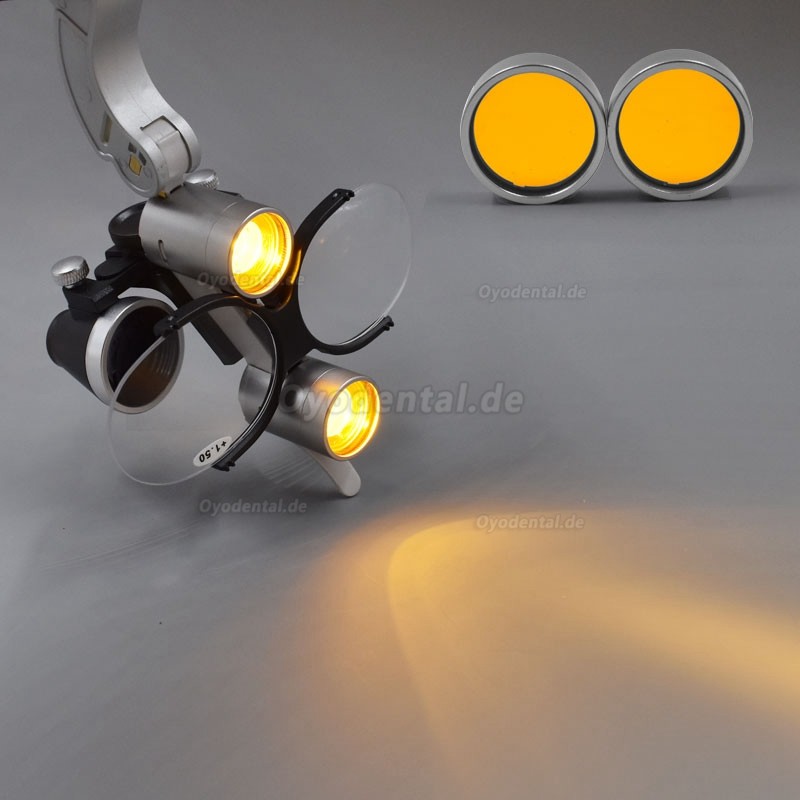 2.5X/3.5X Zahnärztliche Binokularlupen mit Kopfband und 5W LED-Scheinwerfer