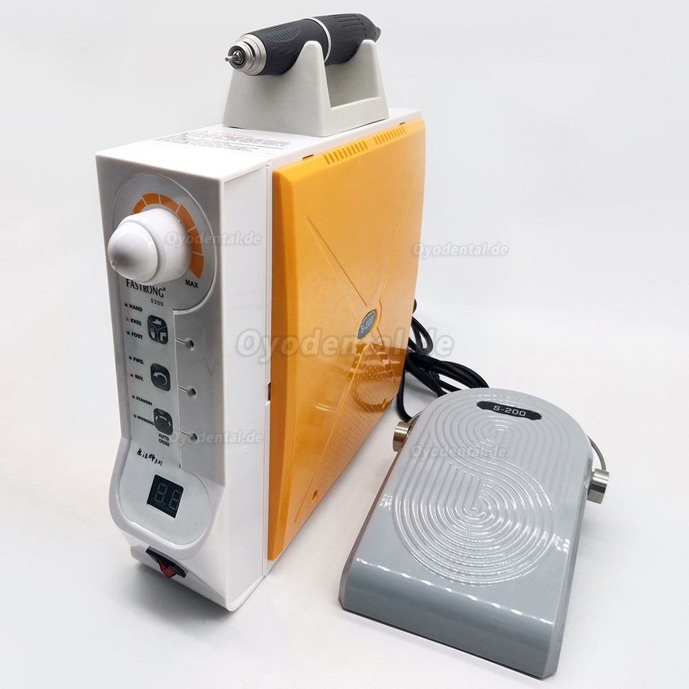 FASTSTRONG S-200 Dentallabor B&uuml;rstenloser Mikromotor 60.000 U/min Handst&uuml;ck mit Hand- Knie- und Fu&szlig;steuerung