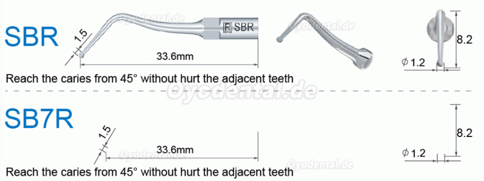 5 Stück Ultraschallspitzen SB1 SB2 SB3 SB4 SB5 SBR SBL Kompatibel mit REFINE EMS Woodpecker Ultraschall Handstück